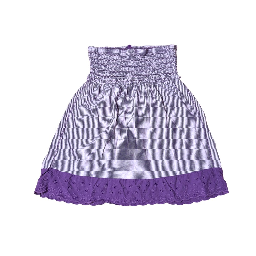 Purple Striped Smocked Tube Top
